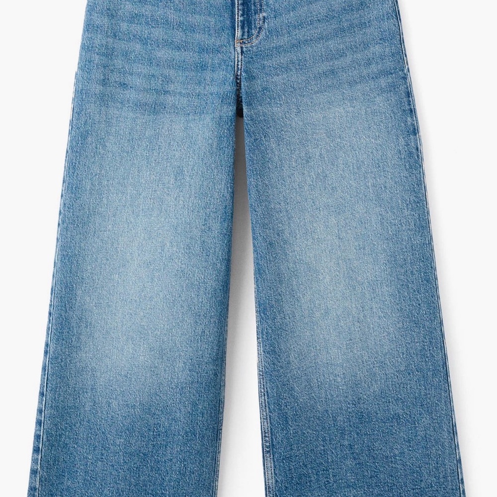 Mango Light Blue Wide-Leg Denim Jeans